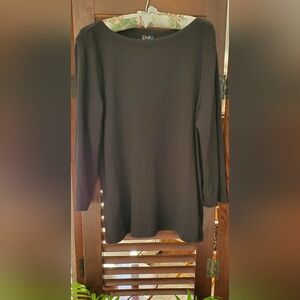 Croft & Barrow Black Crew Neck Dressy Tee LARGE